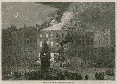 El incendio en Savile House, Leicester Square, Londres de English School