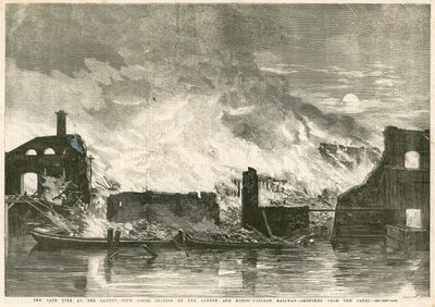 El incendio en la Estación de Mercancías de Camden Town del Ferrocarril del Noroeste de Londres de English School