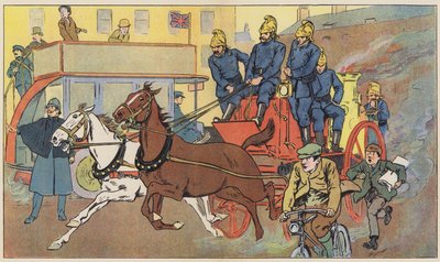 El camión de bomberos corriendo al rescate de English School