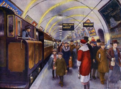 El primer ferrocarril eléctrico de Gran Bretaña (litografía) de English School