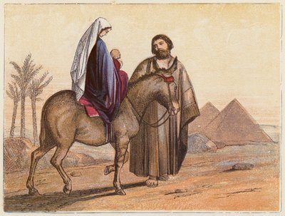 La huida a Egipto (litografía en color) de English School