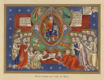 Las veinticuatro ancianas ante el Trono (color litho) de English School