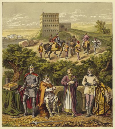 Los cuatro reyes normandos de Inglaterra; Rey Guillermo I, Rey Guillermo II, Rey Enrique I, Rey Esteban de English School