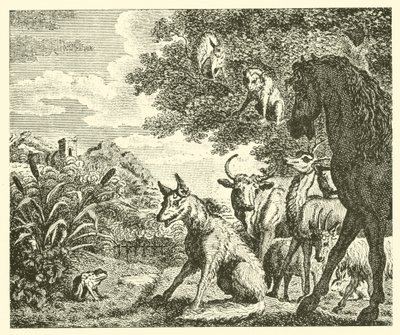 La rana y el zorro (grabado) de English School