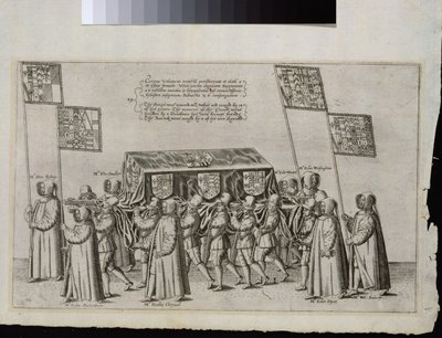 El cortejo fúnebre de Sir Philip Sidney (1554-1586) en su camino a la Catedral de San Pablo, 1587, grabado por Theodor de Bry (1528-1598) de English School