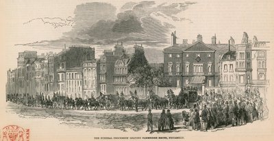 El cortejo fúnebre de SAR El Duque de Cambridge saliendo de Cambridge House, Piccadilly, Londres de English School