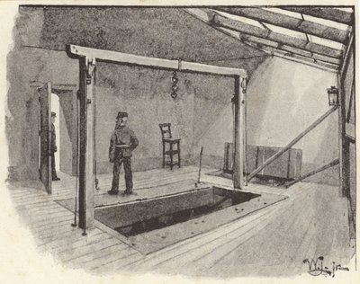 La horca en la Prisión de Newgate de English School