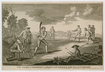 El juego de Cricket como se juega en el Campo de Artillería, Finsbury de English School