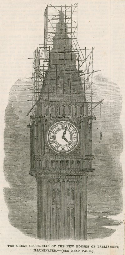 La gran Torre del Reloj de las nuevas Casas del Parlamento de English School