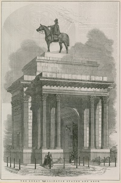 La gran estatua de Wellington y el Arco, Hyde Park Corner, Londres de English School
