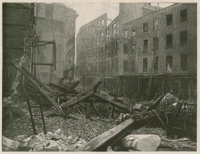 El gran incendio en el Old Bailey, Londres de English School