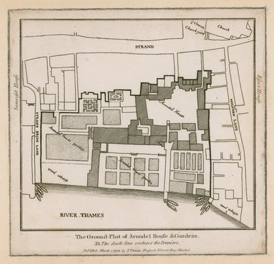 El plano del suelo de Arundel House y jardines de English School