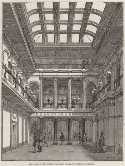 El salón de la Estación Central de Telégrafos Eléctricos, Lothbury de English School