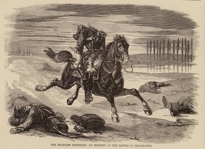 El jinete sin cabeza, incidente de la batalla de Gravelotte (grabado) de English School