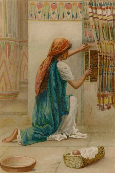 La ocultación de Moisés (cromolito) de English School