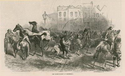 El mercado de caballos en Smithfield de English School