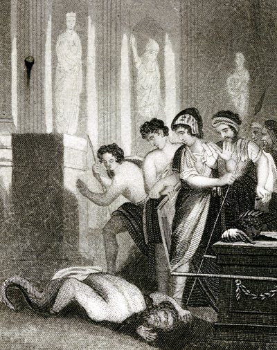 El ídolo Dagón cae al suelo cuando el Arca de la Alianza es llevada a su templo de English School