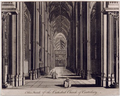 El interior de la Catedral de Canterbury, vista de la nave desde el extremo oeste, c.1700-43 de English School