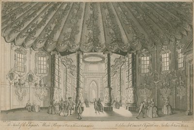 El interior de la elegante Sala de Música (Rotonda) en Vauxhall Gardens, Londres de English School