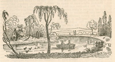 El lago en la Casa Hornsey Wood, Londres de English School