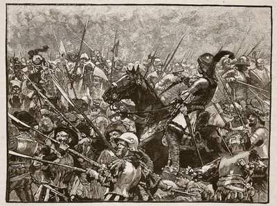 La última resistencia de Schwarz y sus alemanes, ilustración de Cassells Illustrated History of England de English School