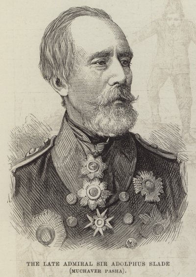El fallecido almirante Sir Adolphus Slade, Muchaver Pasha (grabado) de English School