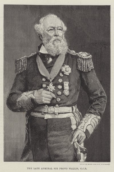 El difunto Almirante Sir Provo Wallis, GCB (grabado) de English School