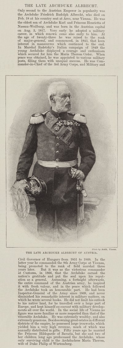 El difunto archiduque Albrecht de Austria (grabado) de English School