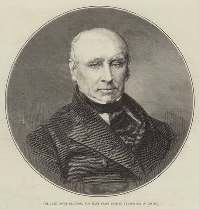 El fallecido Conde Brunnow, durante Muchos Años Embajador Ruso en Londres (grabado) de English School