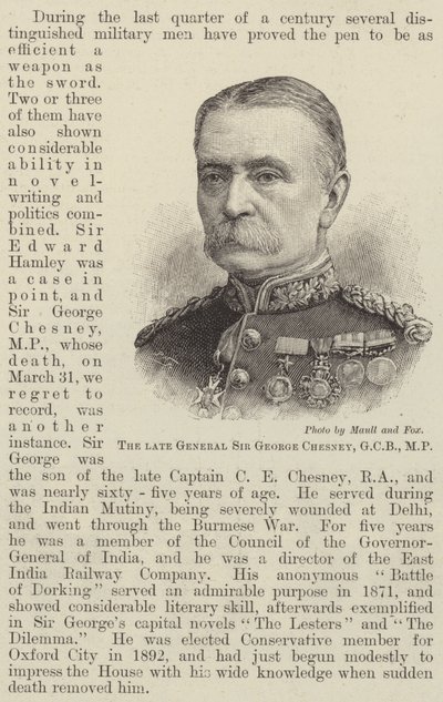 El difunto General Sir George Chesney, GCB, MP de English School