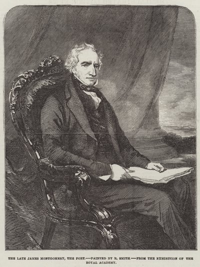 El difunto James Montgomery, el poeta (grabado) de English School