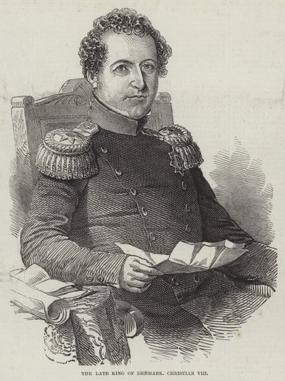 El difunto Rey de Dinamarca, Christian VIII (grabado) de English School