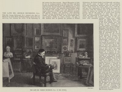 El difunto Sr. George Richmond, RA, en su estudio (grabado) de English School