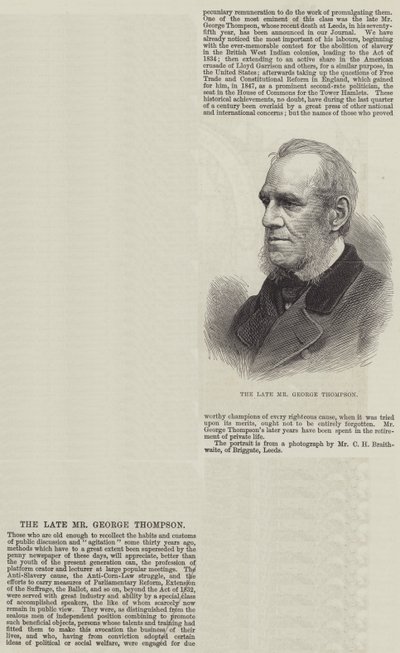El difunto Sr. George Thompson (grabado) de English School