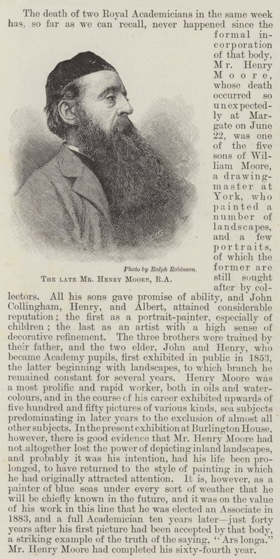 El difunto Sr. Henry Moore, RA (grabado) de English School