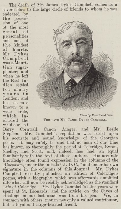 El difunto Sr. James Dykes Campbell de English School