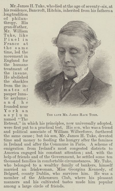 El difunto Sr. James Hack Tuke (grabado) de English School
