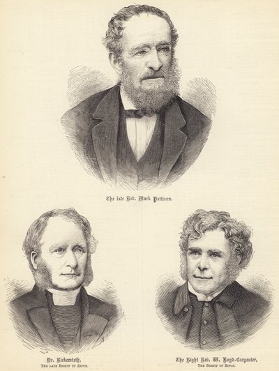 El difunto reverendo Mark Pattison, Dr. Rickersteth, el difunto obispo de Ripon, el reverendo derecho (grabado) de English School