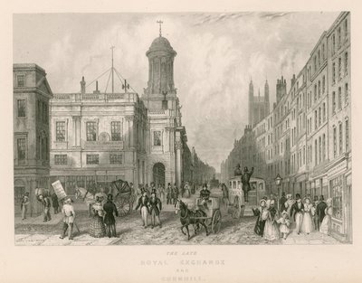 La antigua Bolsa Real y Cornhill, Londres de English School