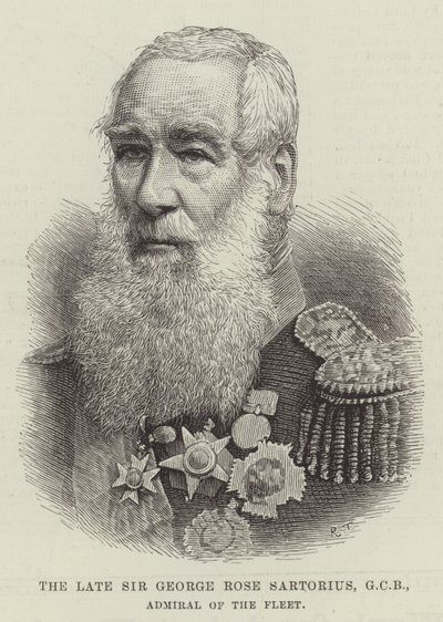 El difunto Sir George Rose Sartorius, GCB, Almirante de la Flota (grabado) de English School