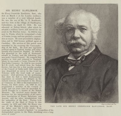 El difunto Sir Henry Creswicke Rawlinson, baronet (grabado) de English School
