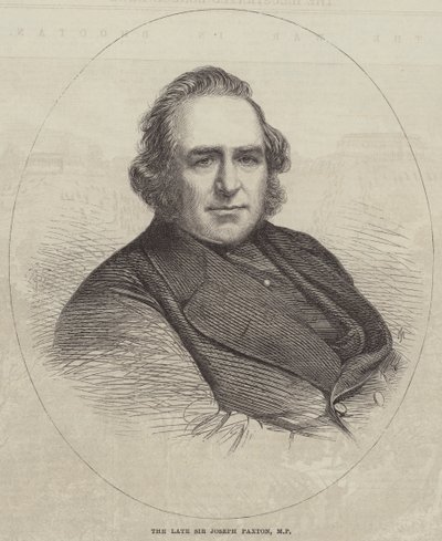 El difunto Sir Joseph Paxton, MP (grabado) de English School