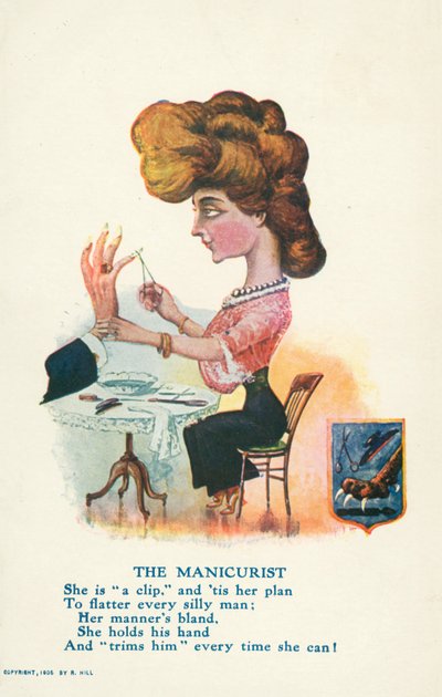 La manicura (litografía en color) de English School