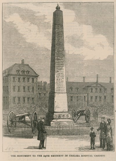 El monumento al 24º Regimiento en los Jardines del Hospital de Chelsea de English School