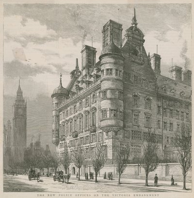 Las nuevas oficinas de policía en el Victoria Embankment de English School