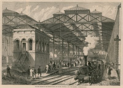 La nueva estación del ferrocarril Metropolitano y de Londres, Chatham y Dover, Farringdon Road, Londres de English School