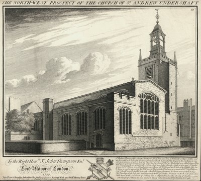 La perspectiva noroeste de la iglesia de St Andrew Under Shaft de English School