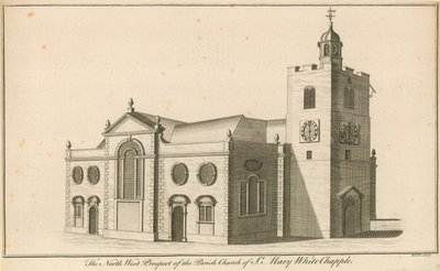 Vista noroeste de la Iglesia Parroquial de Santa María, Whitechapel, Londres de English School