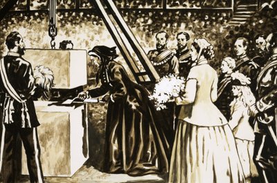 Inauguración del Albert Hall por la Reina Victoria en 1871. de English School