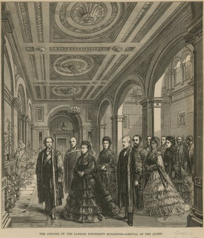 La inauguración de los edificios de la Universidad de Londres - llegada de la Reina de English School